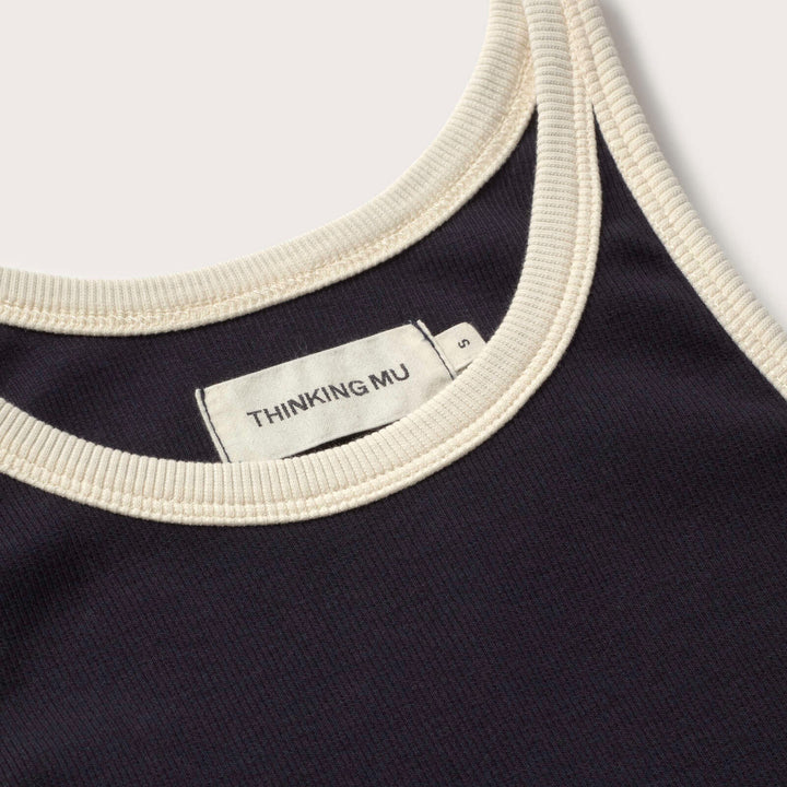 TOP - Thinking Mu, Harriet halter navy contraste blanco