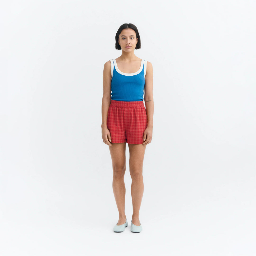 TOP - Thinking Mu, Julia rib azul contraste blanco