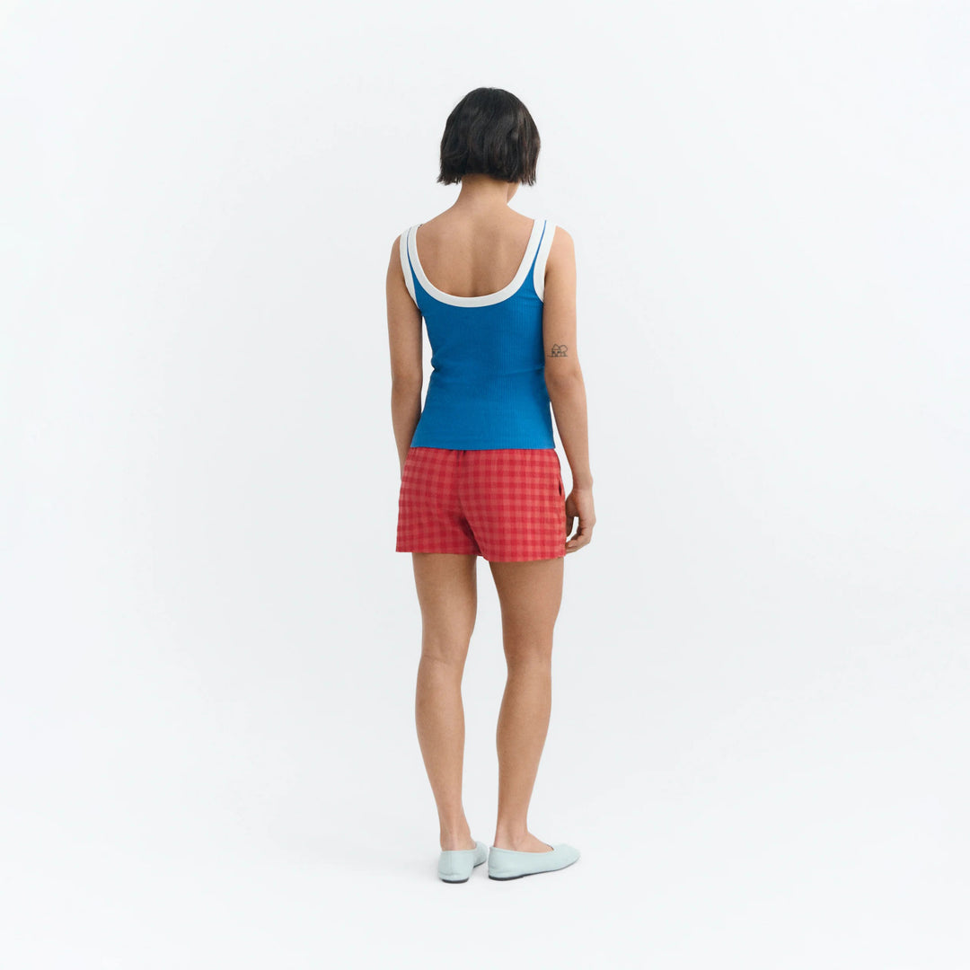 TOP - Thinking Mu, Julia rib azul contraste blanco