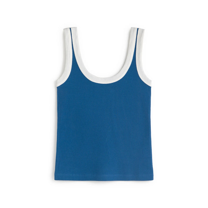 TOP - Thinking Mu, Julia rib azul contraste blanco