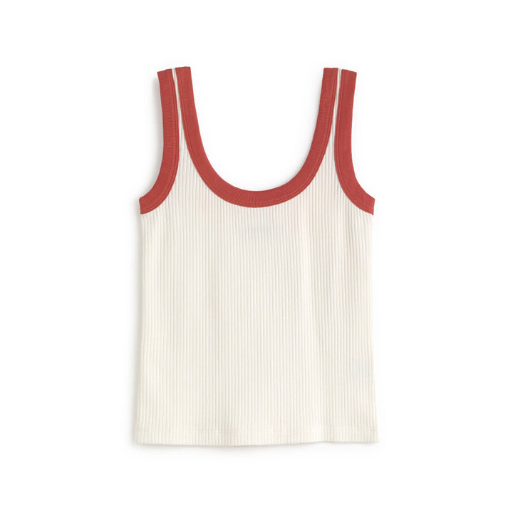 TOP - Thinking Mu, Julia rib blanco contraste rojo