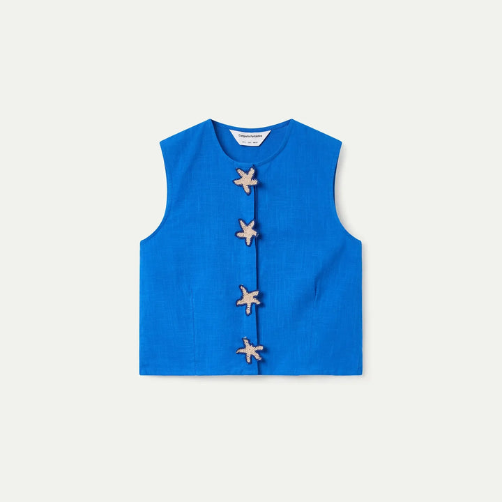 TOP - Compañía Fantástica, azul marino con aplique de estrellas
