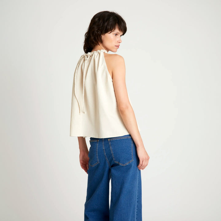 TOP - Wild Pony, Halter lino blanco