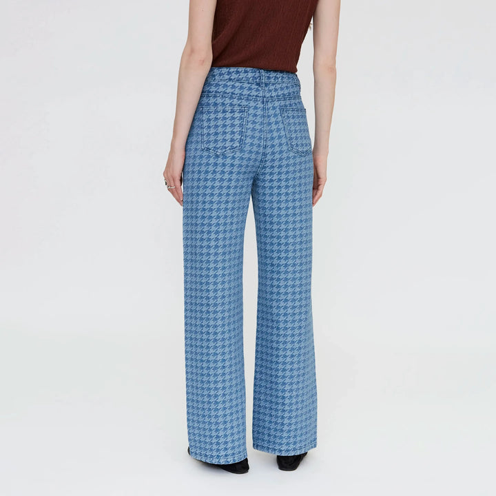 VAQUERO - Wild Pony, Estampado pata de gallo azul