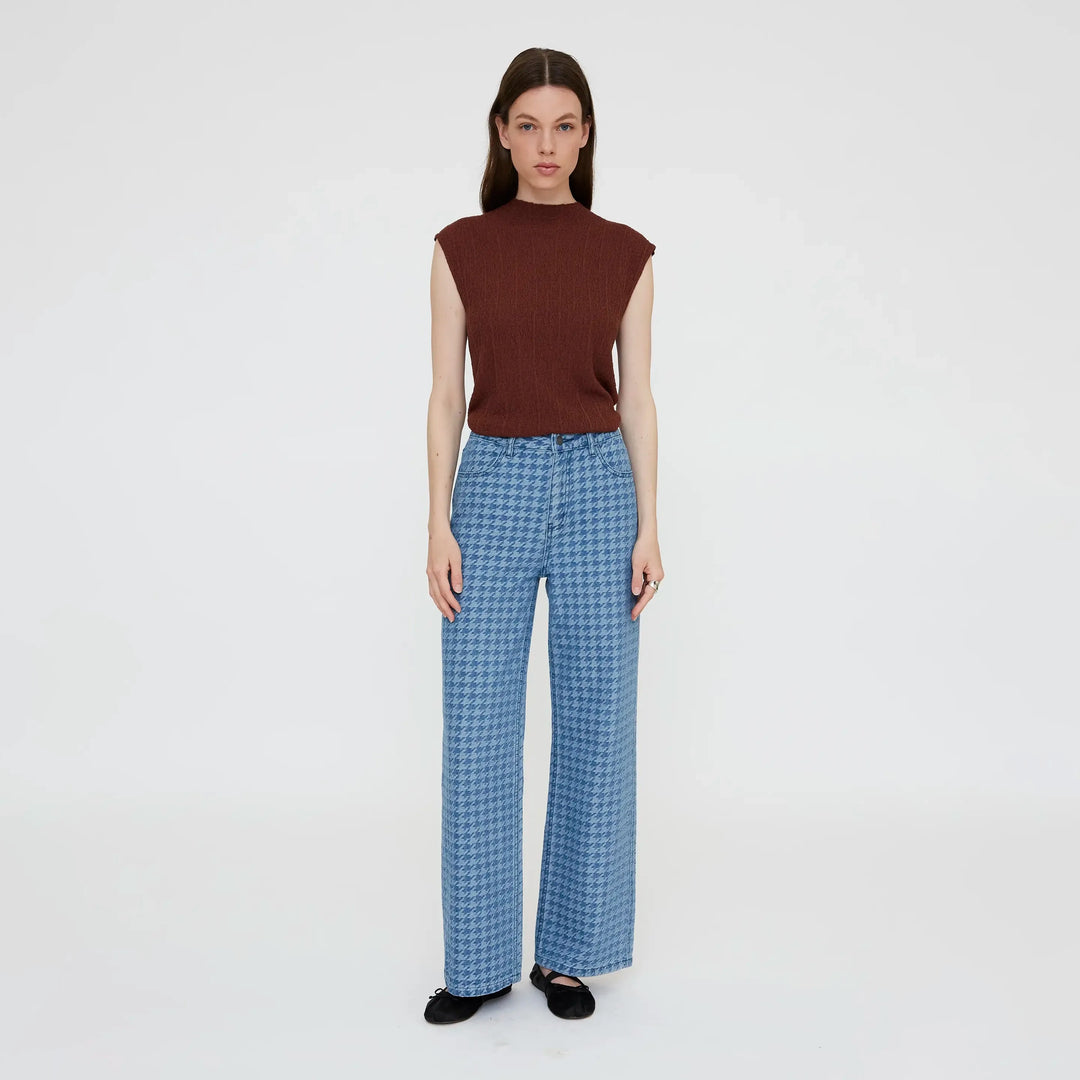 VAQUERO - Wild Pony, Estampado pata de gallo azul