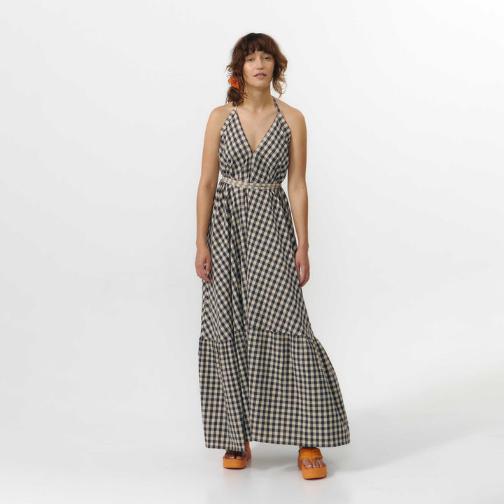 VESTIDO - Suite13Lab, Largo Multiposición Print Check Grey