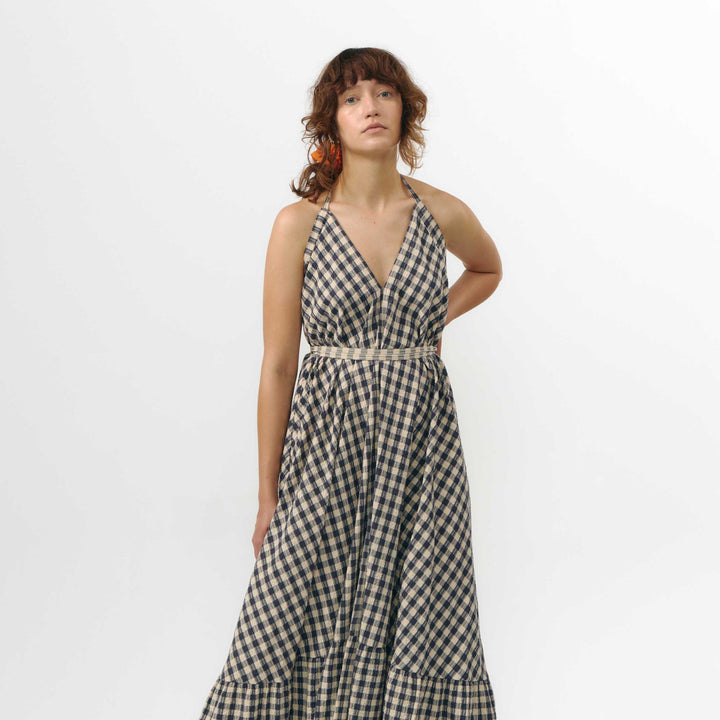 VESTIDO - Suite13Lab, Largo Multiposición Print Check Grey
