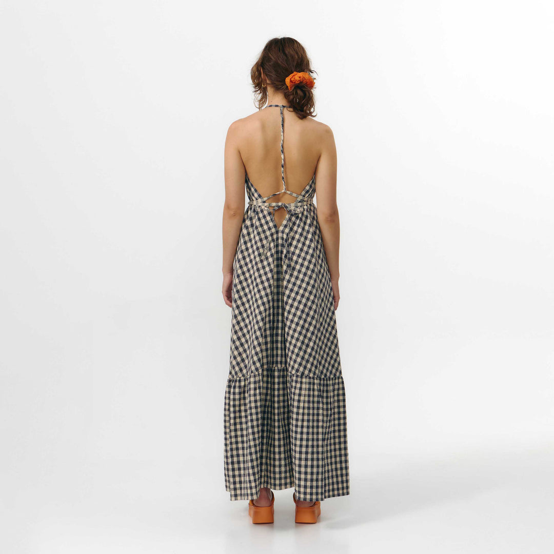 VESTIDO - Suite13Lab, Largo Multiposición Print Check Grey