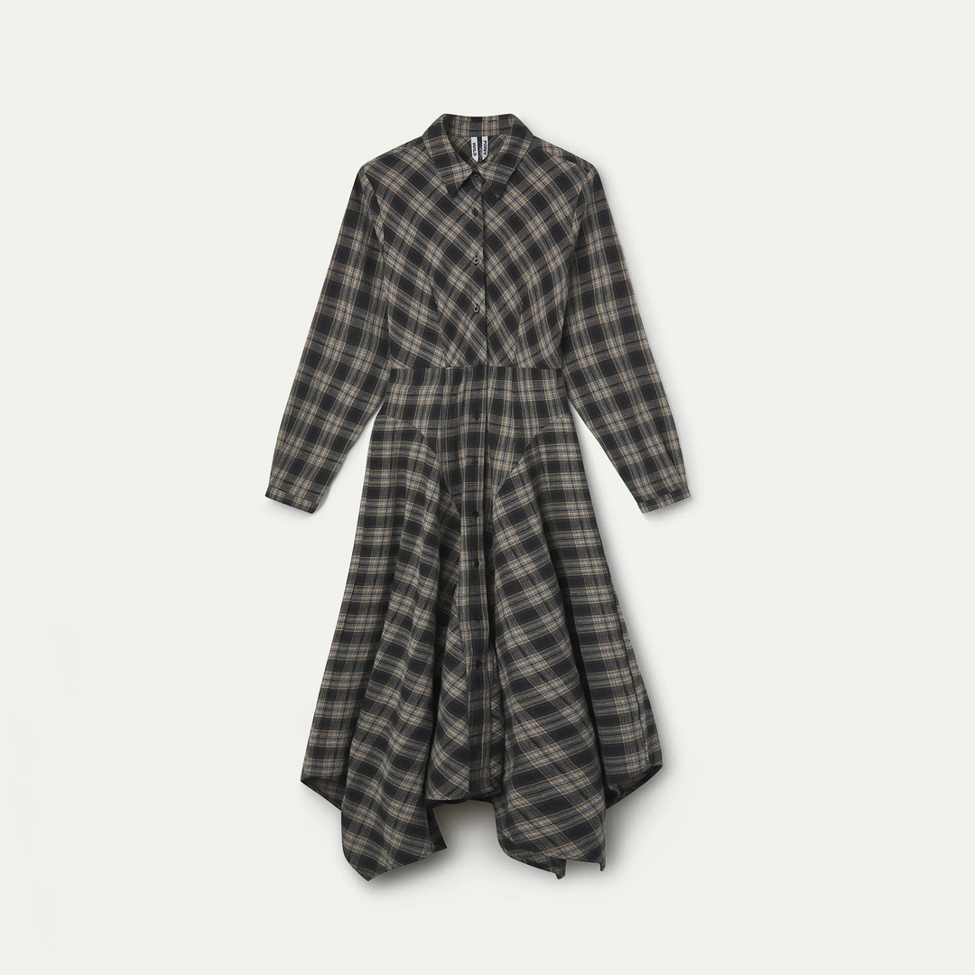 VESTIDO - Wild Pony, Midi con estampado de cuadros negros