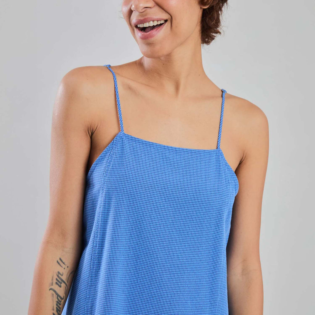 VESTIDO - Brava Fabrics, Recto de Tirantes Azul