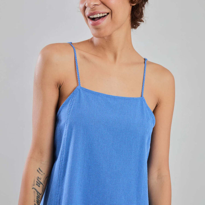 VESTIDO - Brava Fabrics, Recto de Tirantes Azul