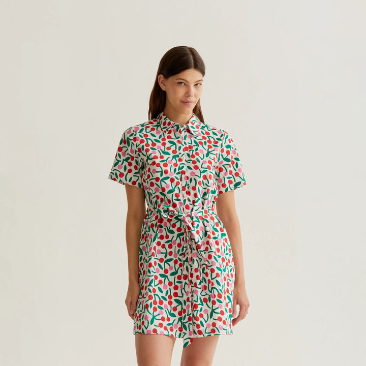 VESTIDO - Compañía Fantástica, Corto con estampado Guinda