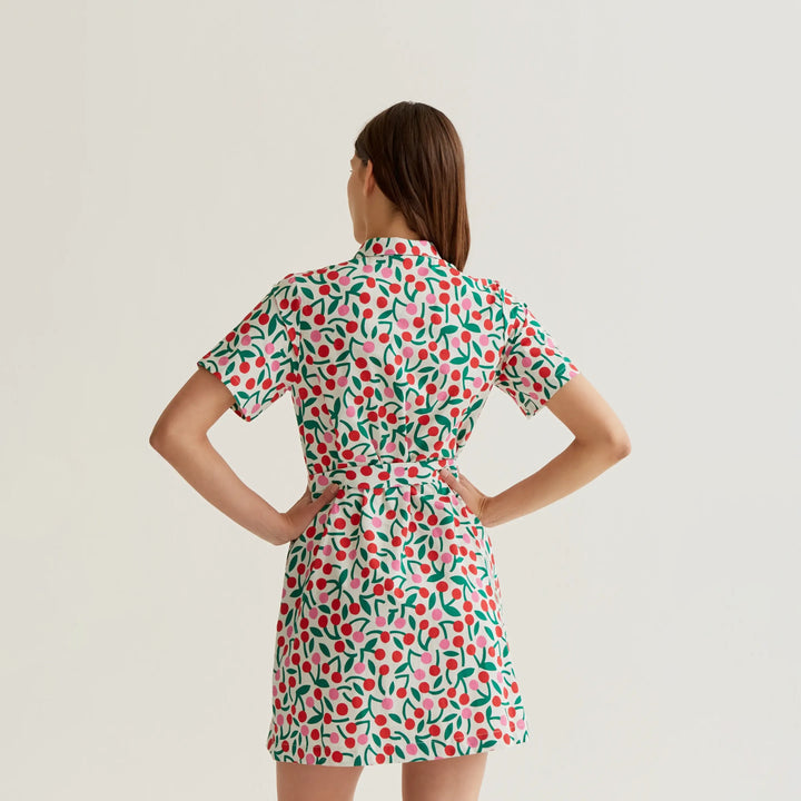 VESTIDO - Compañía Fantástica, Corto con estampado Guinda