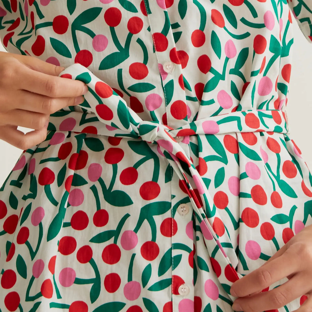 VESTIDO - Compañía Fantástica, Corto con estampado Guinda