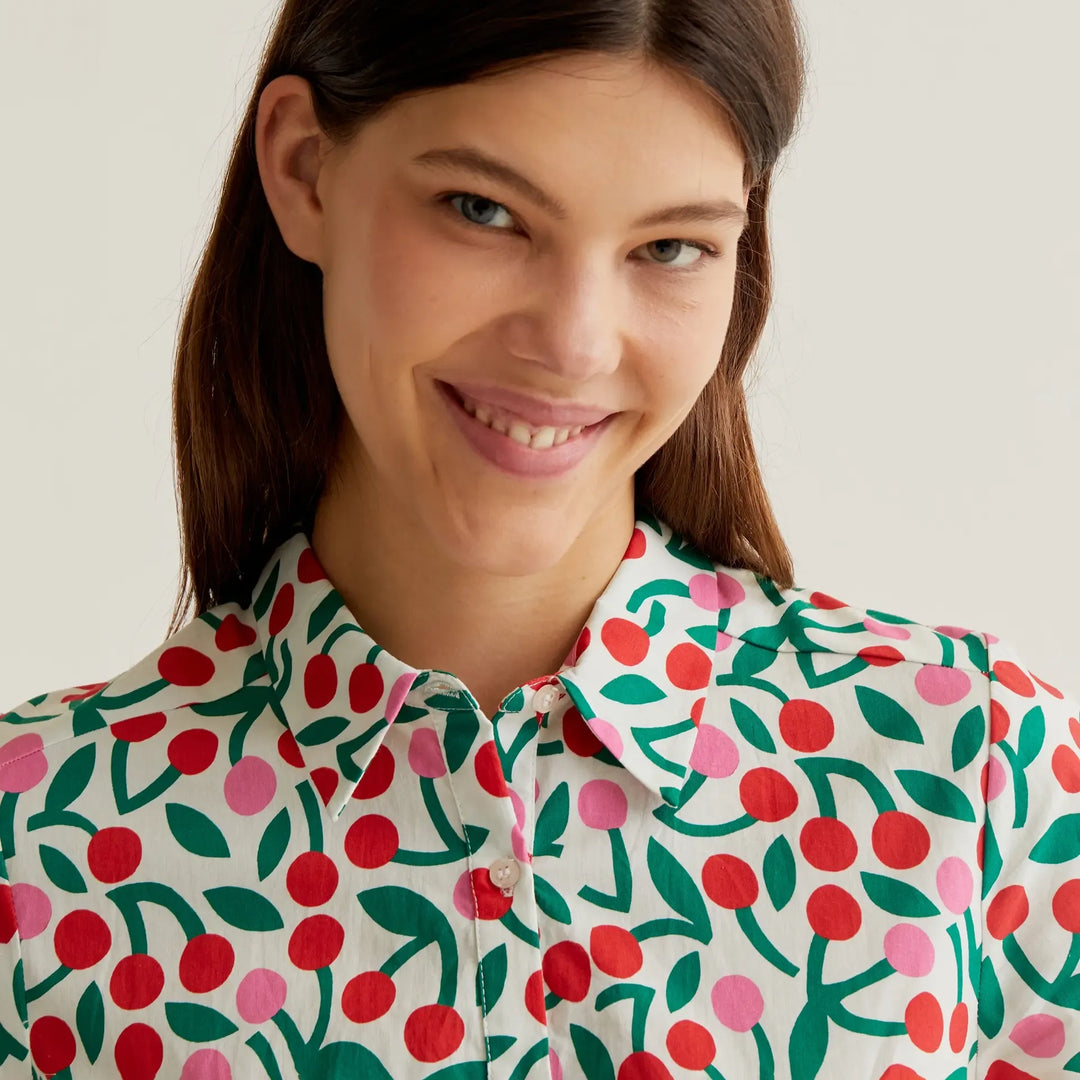 VESTIDO - Compañía Fantástica, Corto con estampado Guinda