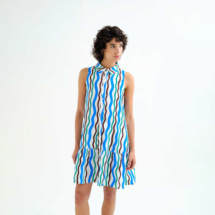 VESTIDO - Compañía Fantástica, Corto con estampado Sea & Mountain