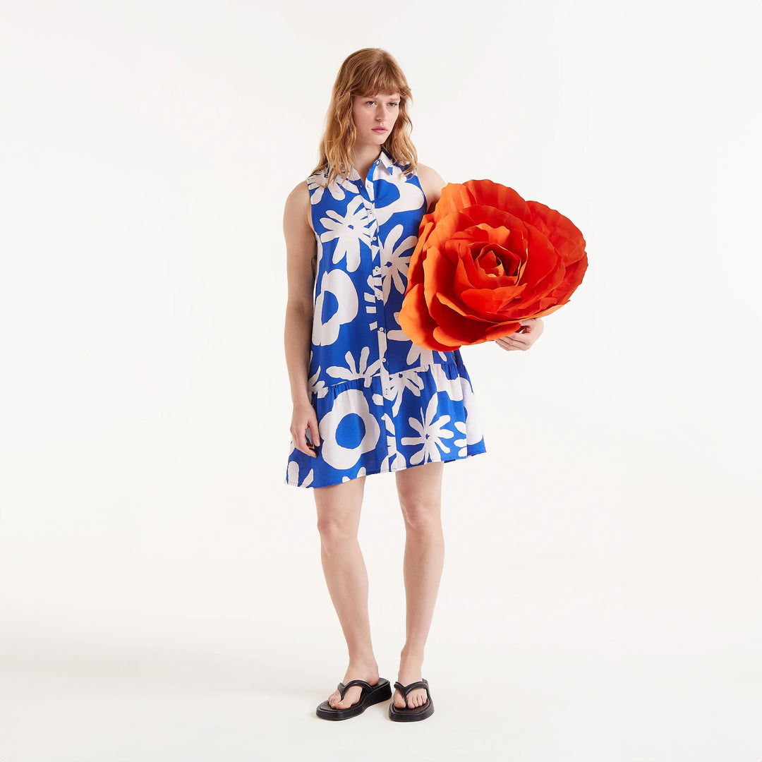 VESTIDO - Compañía Fantástica, Corto Floral Bluet Blue