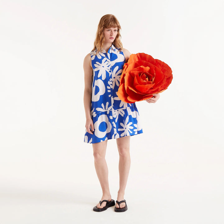 VESTIDO - Compañía Fantástica, Corto Floral Bluet Blue