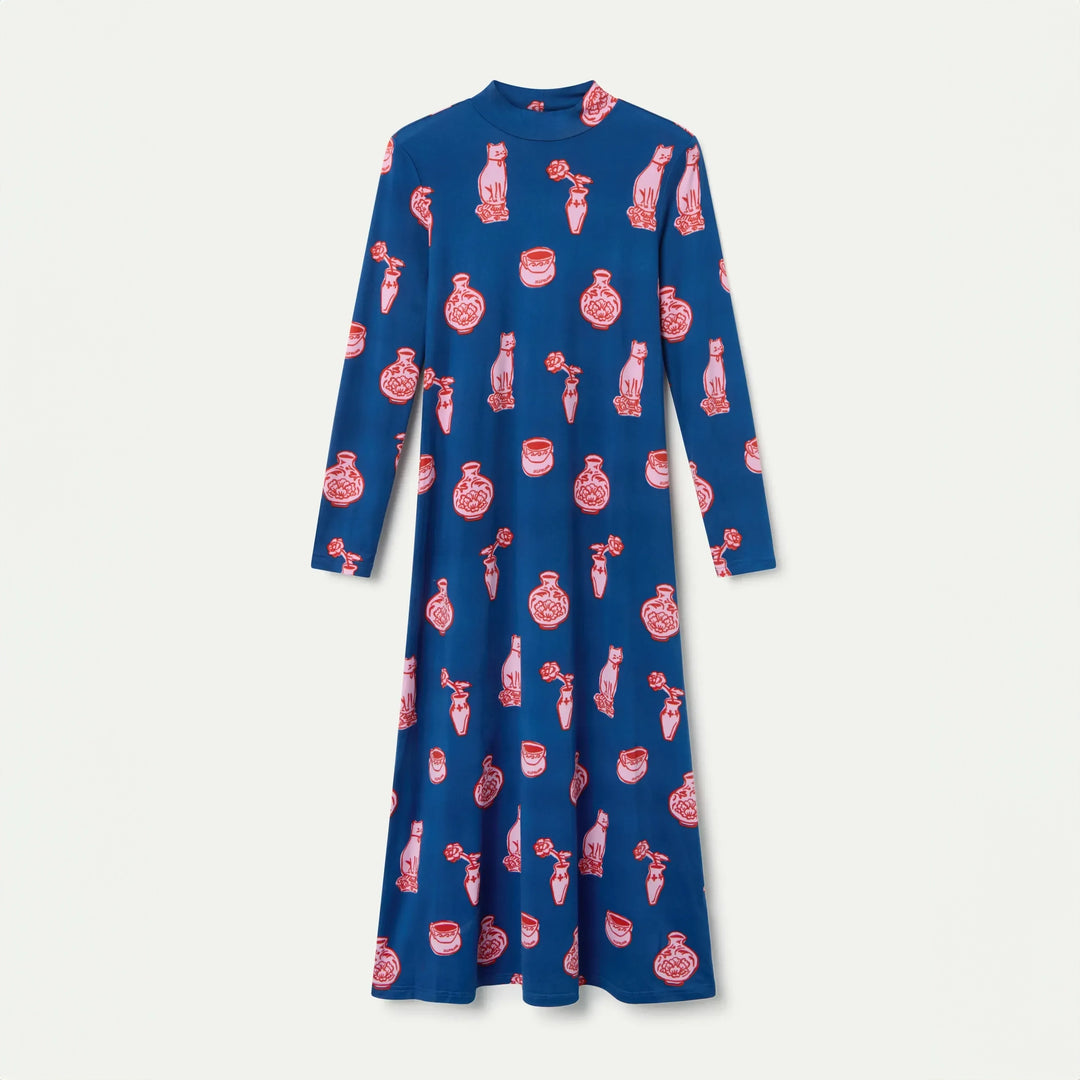 VESTIDO - Compañía Fantástica, Estampado Porcelain largo