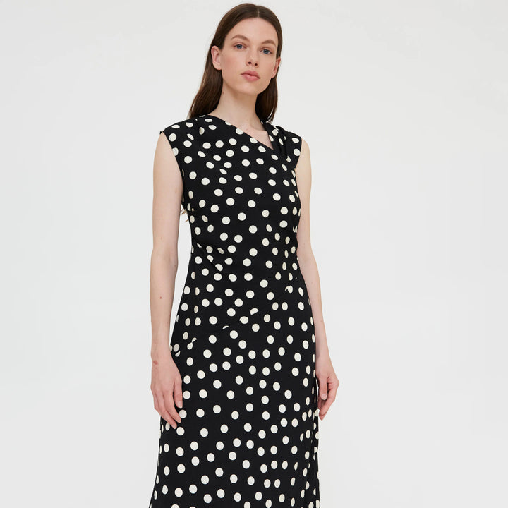 VESTIDO - Wild Pony, Largo negro con estampado de lunares blanco