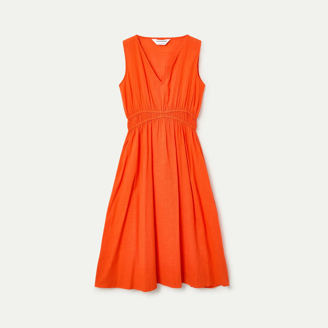 VESTIDO - Compañía Fantástica, Midi 100% algodón naranja