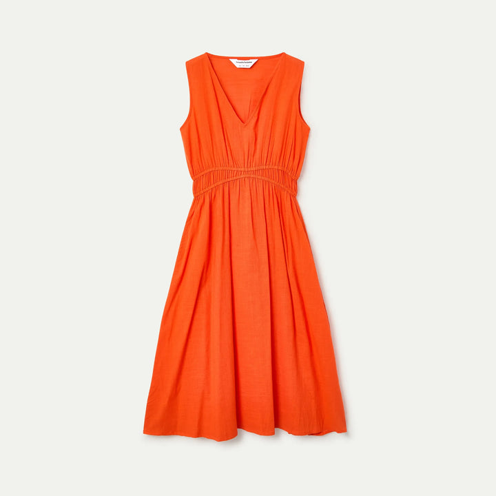 VESTIDO - Compañía Fantástica, Midi 100% algodón naranja