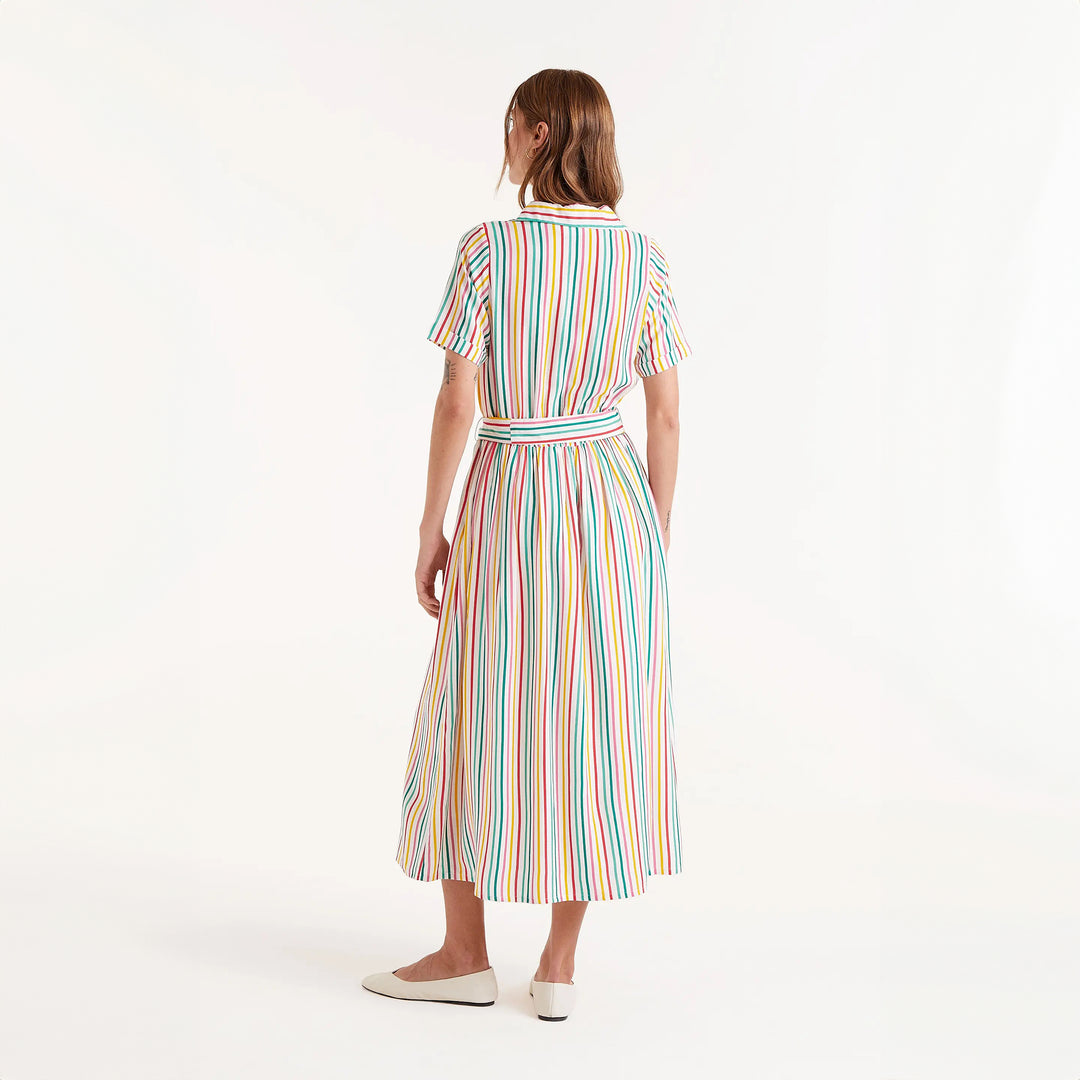 VESTIDO - Compañía Fantástica, Midi estampado de rayas Soju