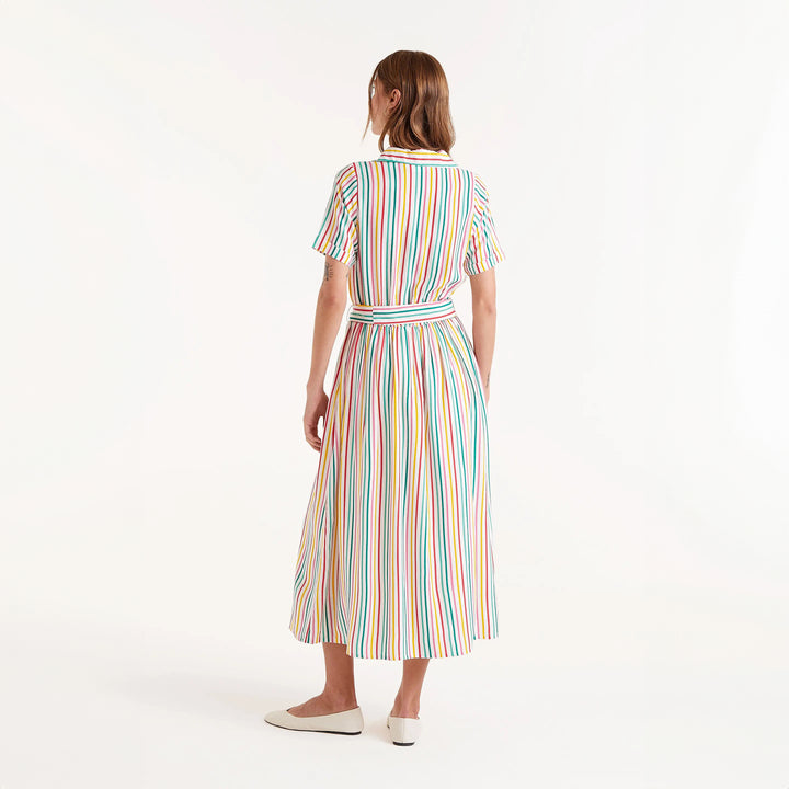 VESTIDO - Compañía Fantástica, Midi estampado de rayas Soju