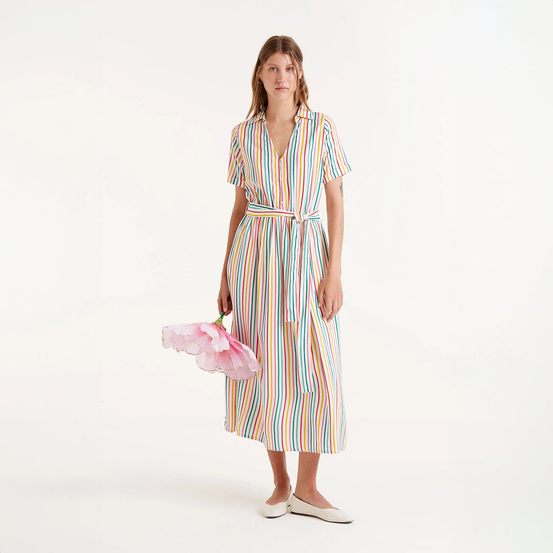 VESTIDO - Compañía Fantástica, Midi estampado de rayas Soju