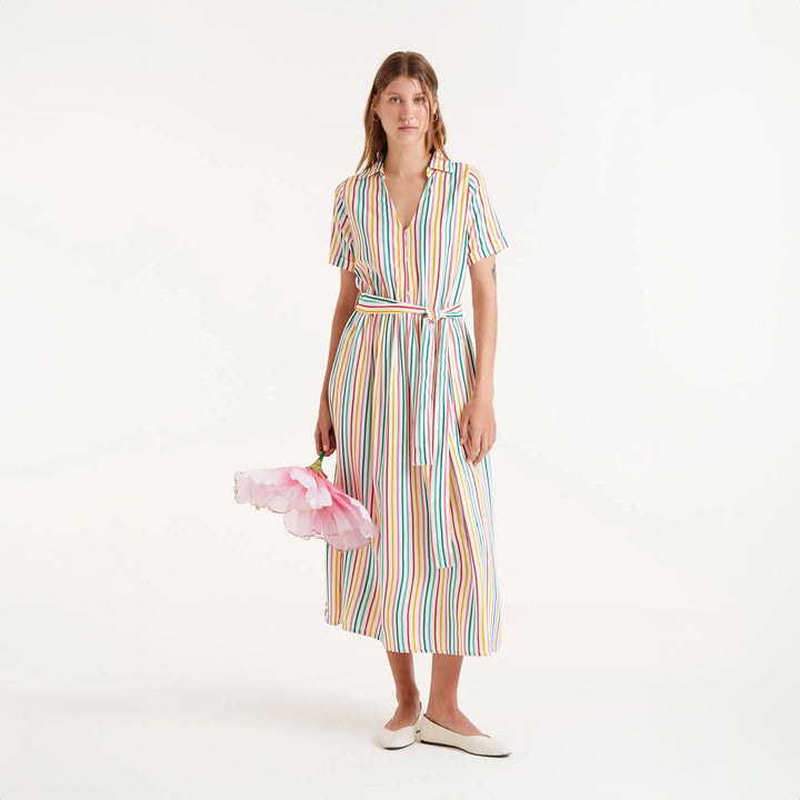 VESTIDO - Compañía Fantástica, Midi estampado de rayas Soju