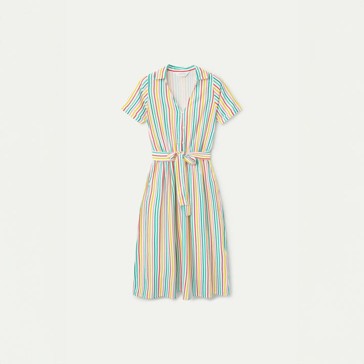 VESTIDO - Compañía Fantástica, Midi estampado de rayas Soju