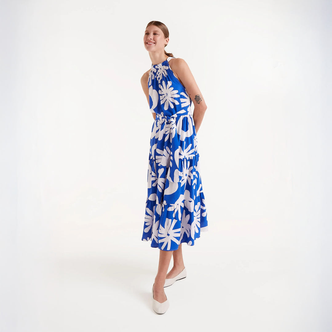 VESTIDO - Compañía Fantástica, Midi estampado floral Bluet Blue