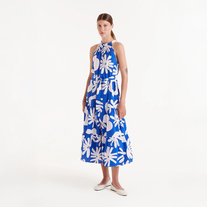VESTIDO - Compañía Fantástica, Midi estampado floral Bluet Blue