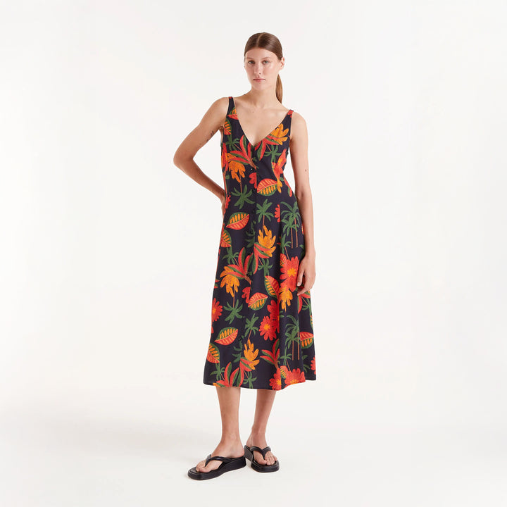 VESTIDO - Compañía Fantástica, Midi estampado floral Famara