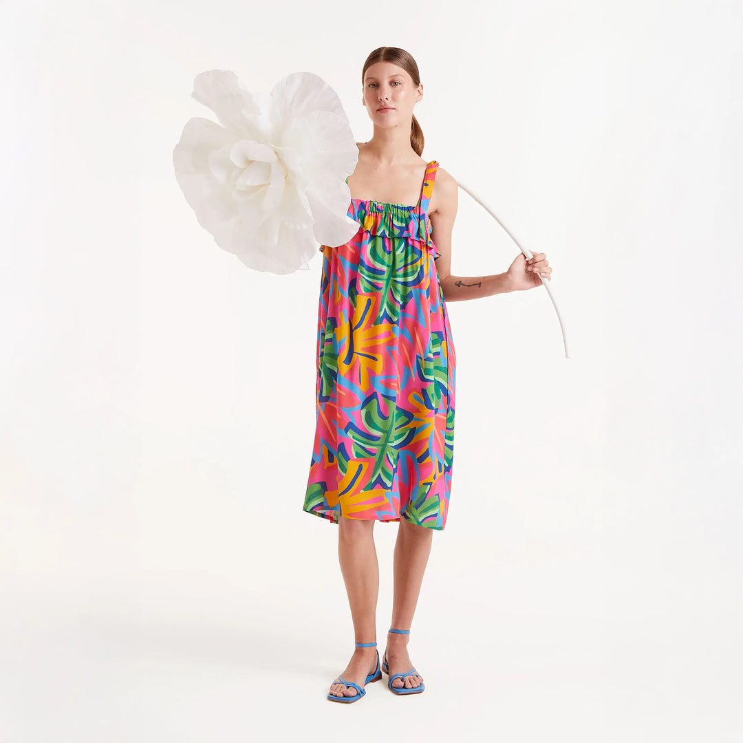 VESTIDO - Compañía Fantástica, Midi estampado floral Samba