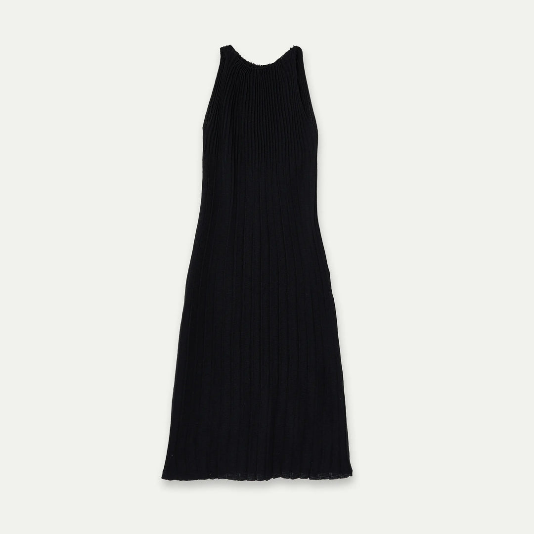 VESTIDO - Compañía Fantástica, Largo Plisado Negro