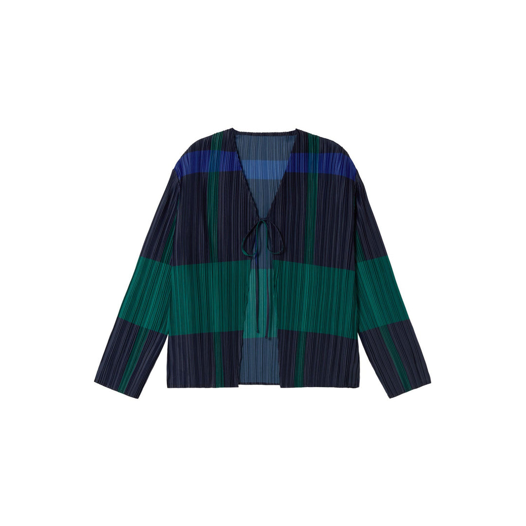 BLUSA - Thinking Mu, Plisada cuadros lazo Marina