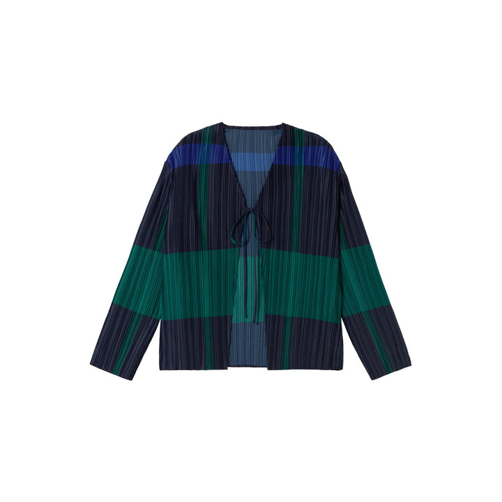 BLUSA - Thinking Mu, Plisada cuadros lazo Marina