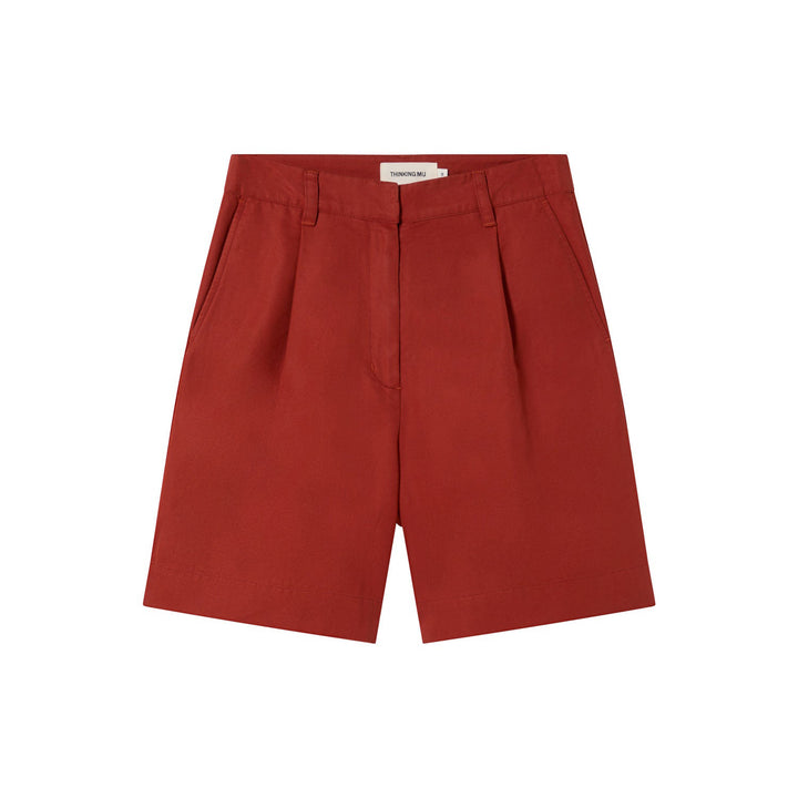 SHORTS - Thinking Mu, Bermuda pinzas rojo hemp Lia