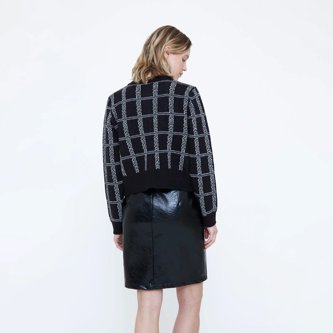 CÁRDIGAN - Wild Pony, Estampado de cuadros blanco y negro