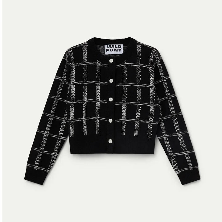 CÁRDIGAN - Wild Pony, Estampado de cuadros blanco y negro