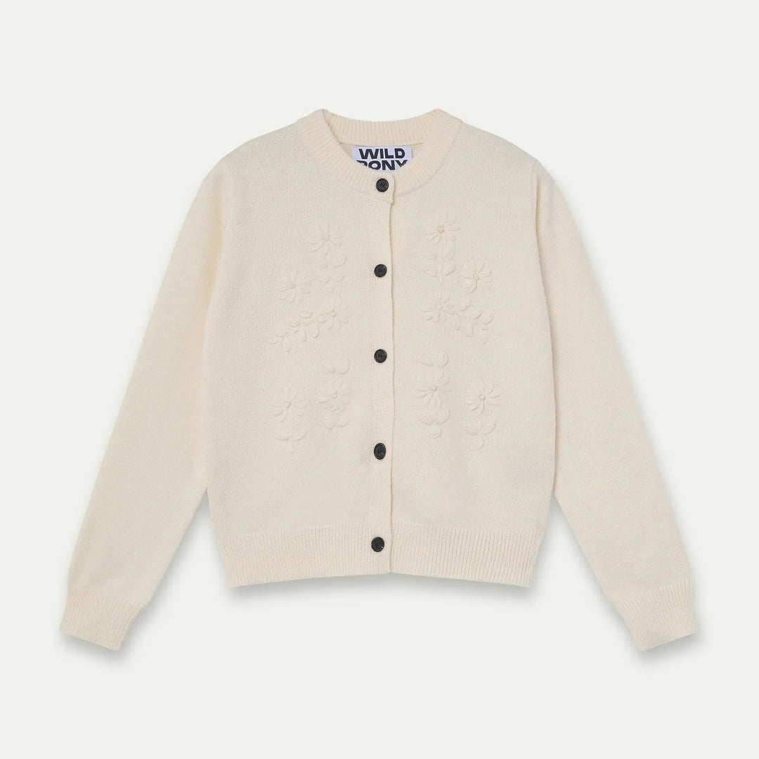 CÁRDIGAN - Wild Pony, Punto blanco con bordados florales