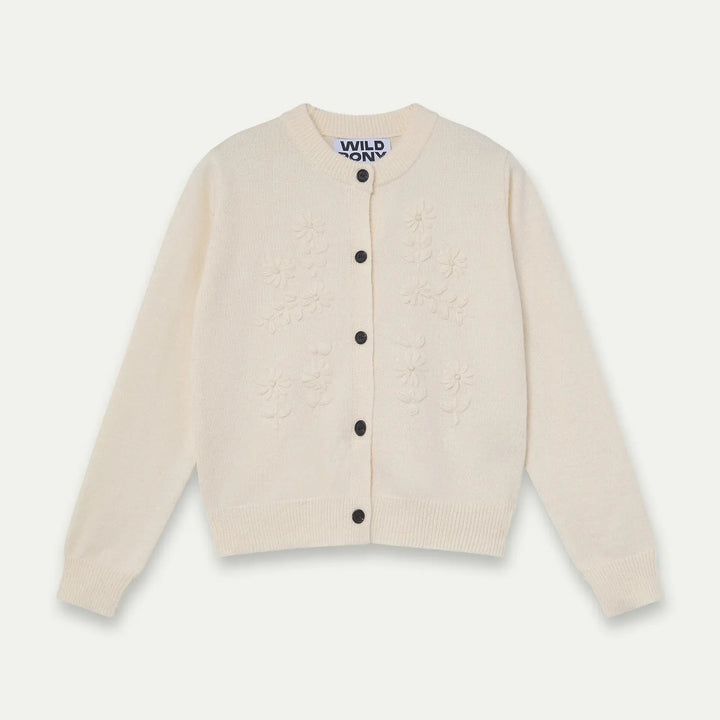 CÁRDIGAN - Wild Pony, Punto blanco con bordados florales