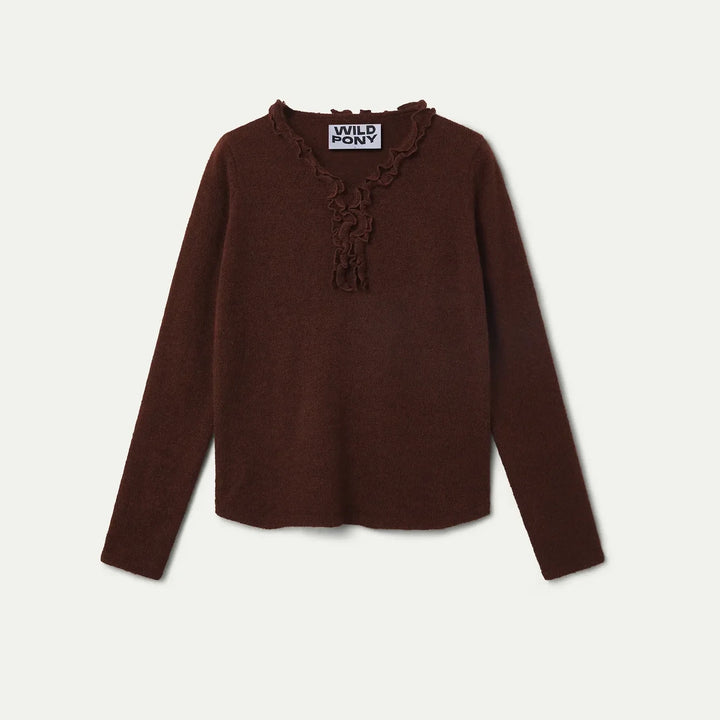 JERSEY - Wild Pony, Punto marrón con mini volantes