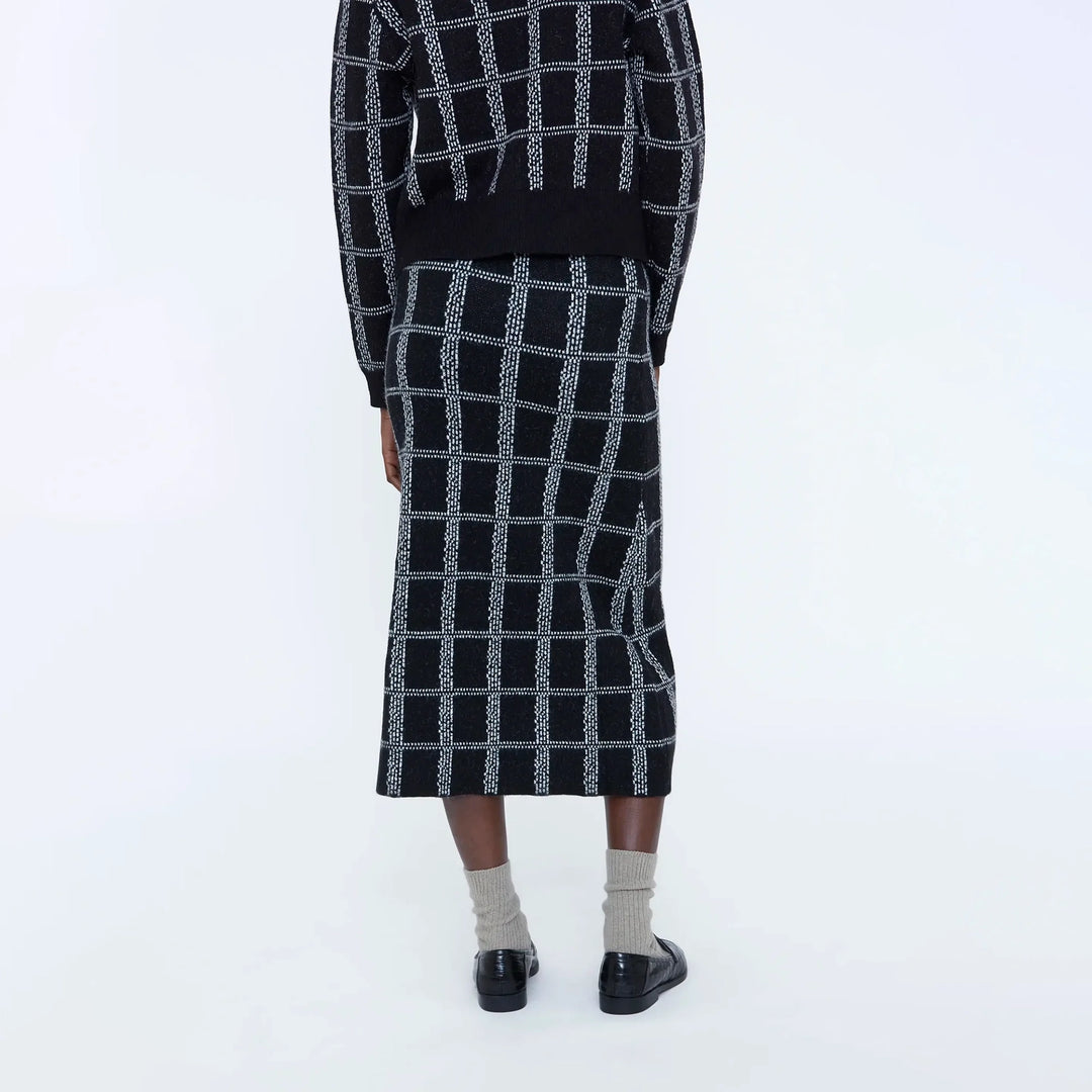 FALDA - Wild Pony, Midi con estampado de cuadros blanco y negro
