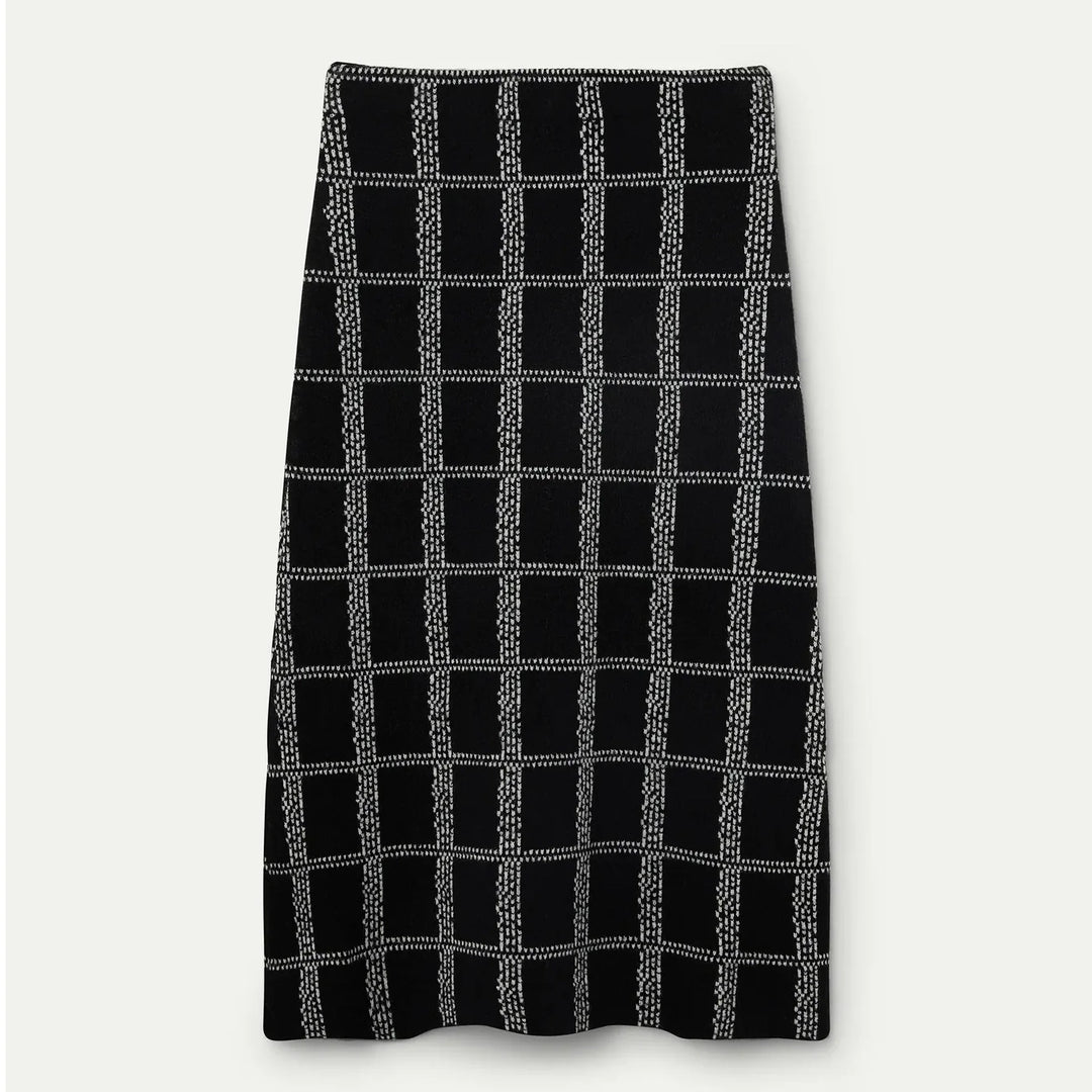 FALDA - Wild Pony, Midi con estampado de cuadros blanco y negro