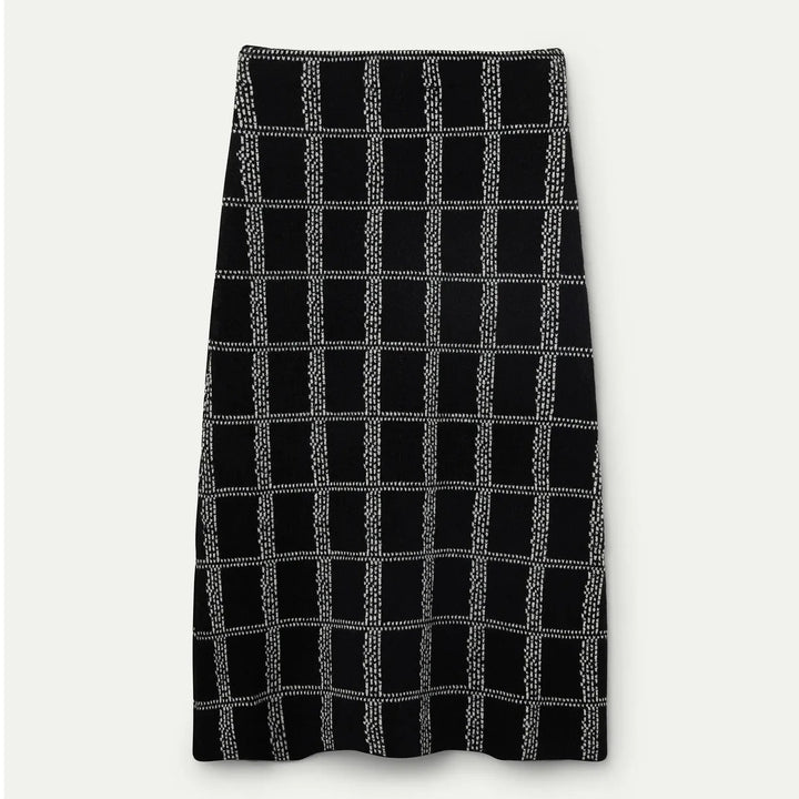FALDA - Wild Pony, Midi con estampado de cuadros blanco y negro