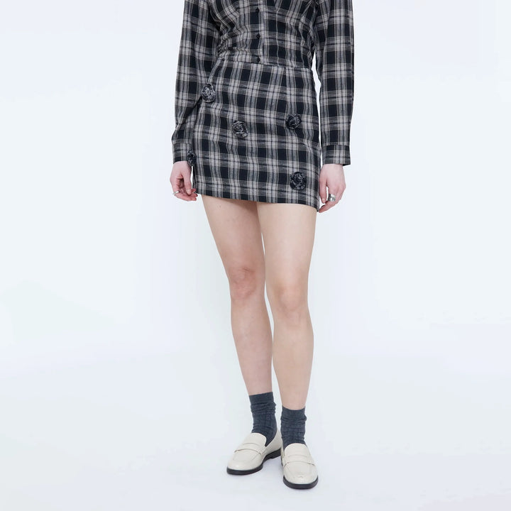 FALDA - Wild Pony, Corta con estampado de cuadros negros