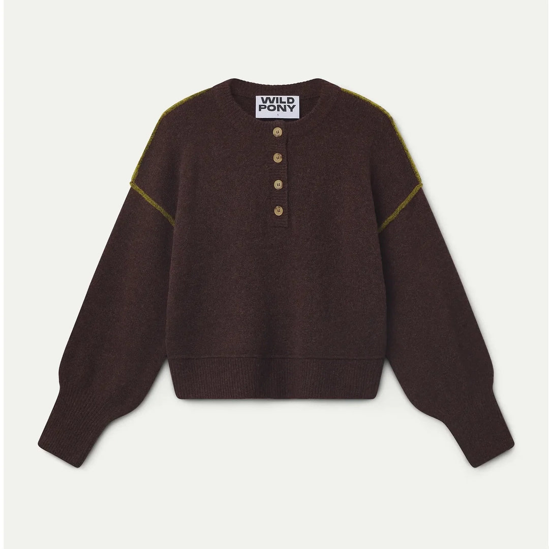 JERSEY - Wild Pony, Mezcla lana marrón y verde