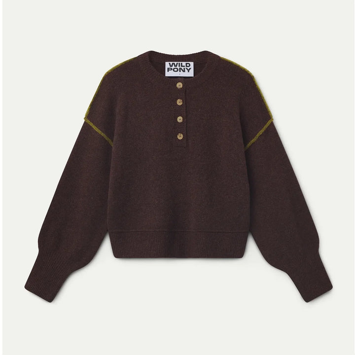 JERSEY - Wild Pony, Mezcla lana marrón y verde